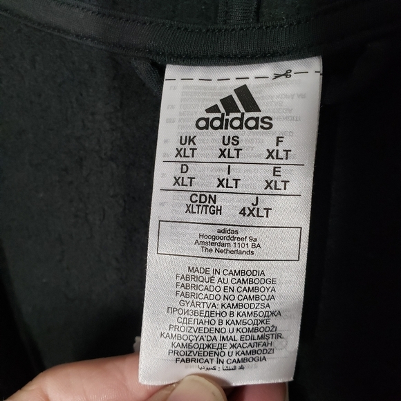 Adidas Essentials Full Zip Hoodie Track Jacket Black size XL Tall NEW - Picture 5 of 9